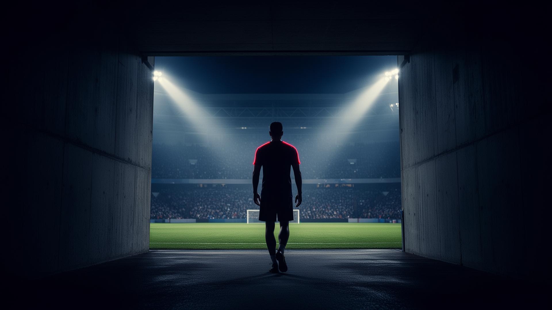 Athlete entering a high-pressure stadium environment before competition